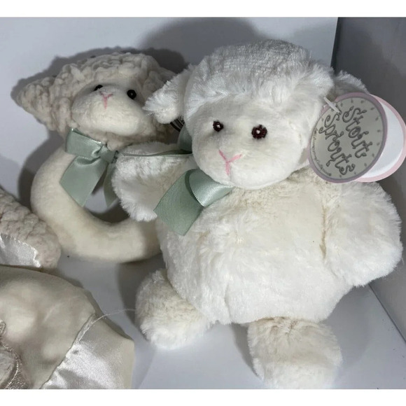 Set Of 3‎ Bearington Baby Lamby Lambykin Snuggler Rattle Stuffed Animal NEW - Picture 3 of 7